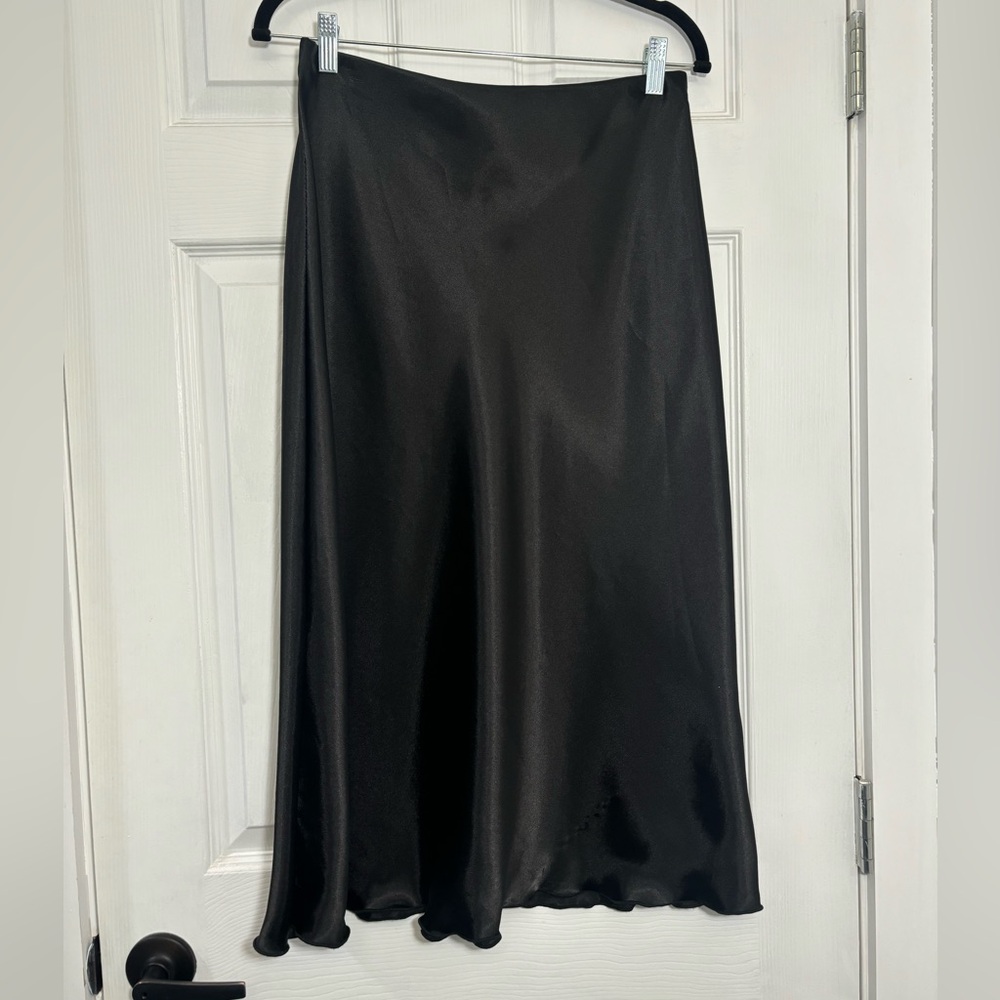 Nicole Miller Black Satin Slip Skirt